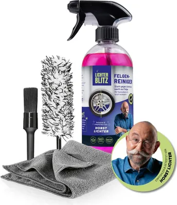 Produktbild von LICHTERBLITZ Felgenreiniger-Set 4-tlg. – mit Felgenbürste für Reifenglanz