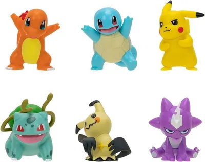 Immagine prodotto di Pokémon Action Figures 6-Pack 5 cm Pikachu, Squirtle, Charmander, Bulbasaur, Mimikyu e Toxel