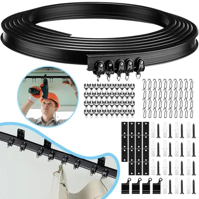 Produktbild von 5 Meter Flexible Vorhangschiene, Biegbare Deckenschiene, Weiche Gebogene Vorhang Halterung für Fenster, Bettvorhänge und Raumteiler