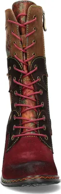 Produktbild von Laura Vita Damen Stiefelette Leder florales Muster Nieten Eleao 11, Größe:38 EU, Farbe:Rot