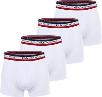 Produktbild von FILA Herren Boxer Shorts, 4er Pack - Logobund, Baumwolle Stretch, einfarbig Weiß S