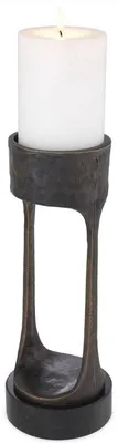 Obrázok produktu pre Casa Padrino luxusný svietnik bronzová farba / čierna Ø 13 x V. 35 cm - Mosadzný svietnik s granitovým podstavcom - Dekoratívne doplnky