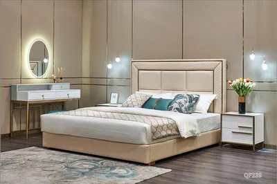 Produktbild von Bett Polster Design Luxus Doppel Hotel Betten Ehe 180x200cm Schlaf Zimmer Leder