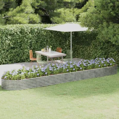 Produktbild von The Living Store Hochbeet Pulverbeschichteter Stahl 507x100x36 cm Silbern