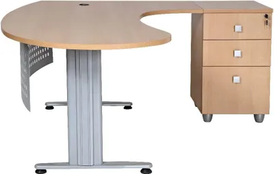 Produktbild von Schreibtisch, Chefschreibtisch, Winkelschreibtisch "Gela", Buche, rechts gewinkelt