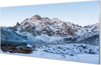 Produktbild von Glasbilder 120x60 Wandkunst Berg Wintersee