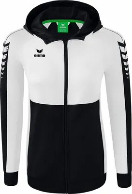 Produktbild von Erima Six Wings Trainingsjacke mit Kapuze Schwarz/Weiß - 40