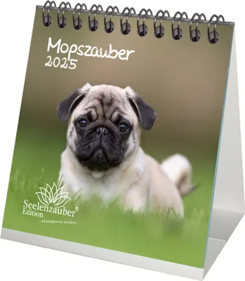Produktbild von Mopszauber Kalender für 2025 Format 10cm x 10cm Mops Hunde und Welpen - Seelenzauber