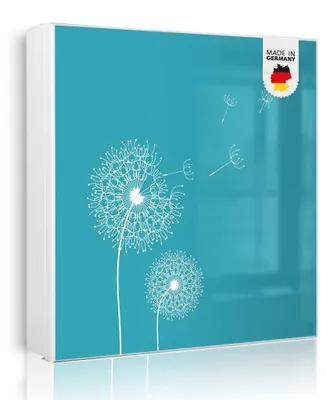 Produktbild von banjado Schlüsselkasten aus Metall, 30x30cm groß mit 32 Haken, als Magnettafel nutzbar, Korpus weiß, Anschlag links, Pusteblume 4 [SKGW2 11123]