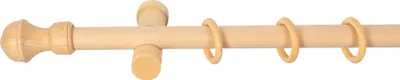 Produktbild von SN Deco - Stilgarnitur Gardinenstange Vorhangstange Ares, Holz, moderner Träger, 28 mm, 1-Lauf, Komplettset mit Ringen, Farbe Natur, 240 cm (2x120 cm)