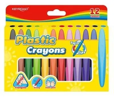Imagen del producto de Lápices de cera KEYROAD, punta doble, triangulares, set de 12 colores