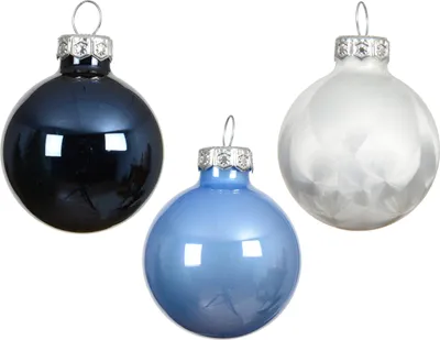 Produktbild von Weihnachtskugeln Glas 3,5cm 16 Stück - Blau / Weiß Mix