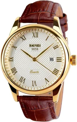 Produktbild von Business Herren Armbanduhr mit römischen Ziffern und Lederband Analog Quarz