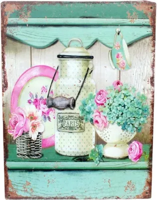 Produktbild von Shabby Blechschild Paris Blumen