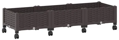 Zdjęcie produktu dla Doniczka ogrodowa vidaXL na kółkach, brązowa, 120 x 40 x 33 cm, PP