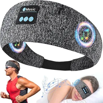 Productafbeelding van 3-in-1 hoofdband met Bluetooth-oordopjes en slaapmasker - ideaal voor sport en ontspanning