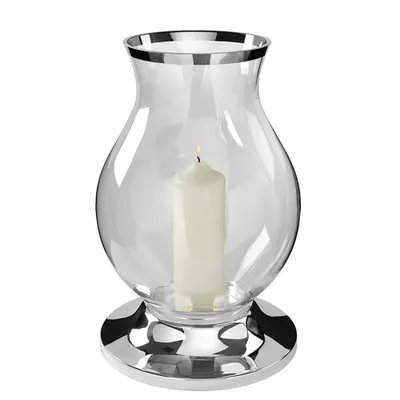 Produktbild von Fink BIG, Windlicht, vernickelt, Glas, Platinumauflage, silberfarben, L. 18.5 cm, B. 18.5 cm, H. 29.5 cm, D. 18.5 cm 159543