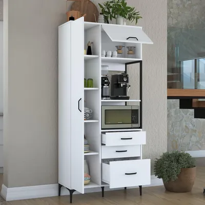 Immagine prodotto di Solofra - Credenza, 90x40x199h cm Bianco, 5 Ripiani