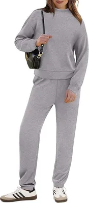 Produktbild von Damen Premium Trainingsanzug Golf Sweatshirt Jogginghose Grau XXL
