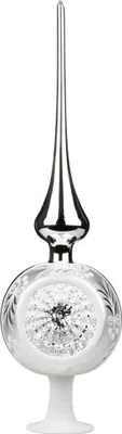 Produktbild von Christbaumspitze Glas 36cm Reflex Ornament Silber glänzend