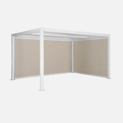 Produktbild von sweeek - Pergola mit Lamellendach Palace 3x4m mit Markise 3m + Markise 4m - Weiß
