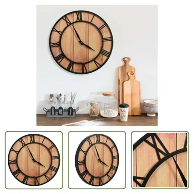 Obrázek produktu pro The Living Store Nástěnné hodiny 39 cm Hnědá a černá MDF a železo