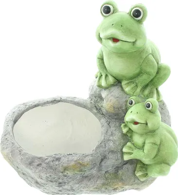 Produktbild von FRANK FLECHTWAREN Pflanzer Froschpaar, Polyresin, zum Bepflanzen mit Folie ausschlagen Maße: 30 x 21 x 33 cm