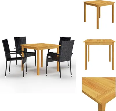 Produktbild von vidaXL 5-tlg. Garten-Essgruppe Schwarz -  Gartenmöbel-Sets