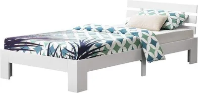 Productafbeelding van Houten bed met bedbodem 120x200 cm wit