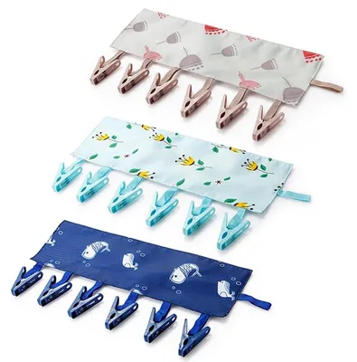 3er-Pack zusammenklappbare Wäscheleine mit 18 Clips