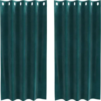 Zdjęcie produktu dla vidaXL Zasłony zaciemniające, 2 szt., ciemnozielone, 140 x 175 cm, aksamit