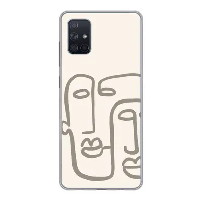 Produktbild von MuchoWow® Handyhülle Schutzhülle Hülle für Samsung Galaxy A71 Gesicht - Abstrakt - Strichzeichnung Silikon Softcase Handy Hülle - Kartenbesitzer