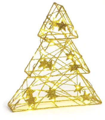 Produktbild von com-four® LED Deko Baum Weihnachten - Weihnachtsdekoration Tannenbaum mit LED und Timer - Aufsteller Weihnachtsbaum mit warm-weißem Licht
