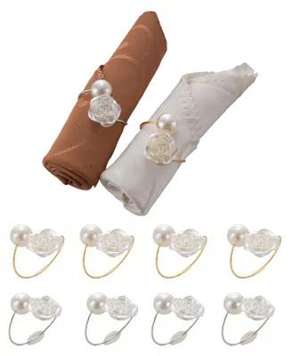 Serviettenringe aus Metall, 8 Stück, Blattdesign, gold, Tafeldeko