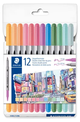 Immagine prodotto di STAEDTLER® 3200 C12PA Pennarello a punta D, 12 pezzi, colori pastello