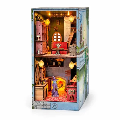 Imagen del producto de THAR Book Nook: Casa de Pociones Mágicas SJ04 – Kit de construcción en miniatura de madera con LED, 177 piezas