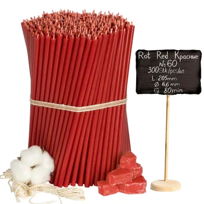 Produktbild von Kirchliche Rote Bienenwachskerzen № 60 300 pcs - 2 kg