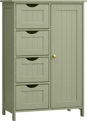 Produktbild von VASAGLE Badezimmerschrank, schmaler Badschrank, Beistellschrank, Kommode, mit 4 Schubladen, Schranktür, verstellbare Ablage