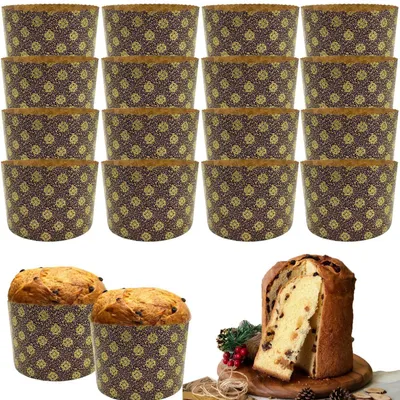 Obrázok produktu pre Formy na panettone z papiera, zlaté, 135x95 mm, 20 kusov