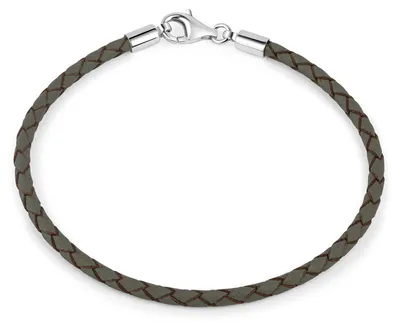 Immagine prodotto di MATERIA by Matthias Wagner Bracciale in pelle grigio per perline uomo donna con moschettone 18-22cm A59