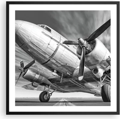 Produktbild von Gerahmtes Poster - Schwarzer Rahmen - Flugzeug Retro Flugzeug - 60x60 cm - Wand Bild - Wanddeko - Wandbilder - Kunstposter - Wandposter - Bilderrahmen - Bilder - Kunstdruck - P2BAC60x60-4952