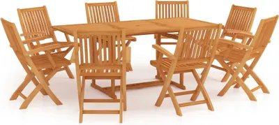 Imagen del producto de vidaXL Juego de mesa de jardín de 9 piezas, madera maciza de teca
