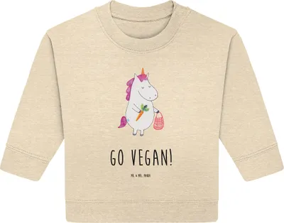 Produktbild von Mr. & Mrs. Panda Organic Baby Pullover Einhorn Vegan 6. - 12. Monat - Natural Raw - Geschenk, Veganismus, Veganer, Unicorn, Gesund essen, Rohkost, Bullover, Leben