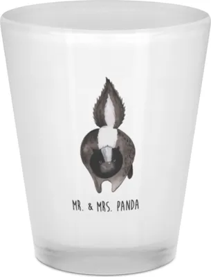 Produktbild von Mr. & Mrs. Panda Stamperl Stinktier Angriff - Transparent - Geschenk, Schnapsbecher, Schnapsglas, Skunk, Pinnchen, Shotglas, Stinker, Wildtier, wütend, Raubtier, Gläschen