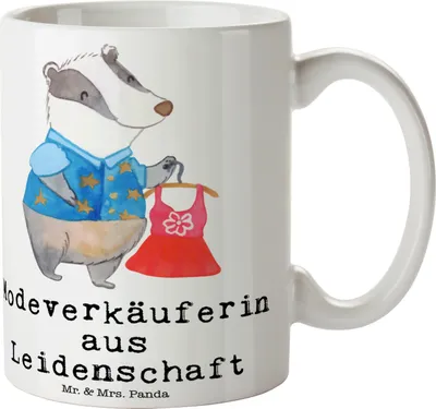 Produktbild von Mr. & Mrs. Panda Tasse Modeverkäuferin Leidenschaft - Weiß - Geschenk, Dekotasse, Verkäuferin, Fashion Store, Lustig, Becher, Pott, Trinkbecher, Witzig, Kaffeetasse
