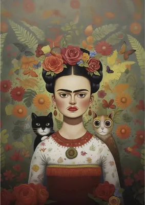 Zdjęcie produktu dla MALOWANIE PO NUMERACH Z RAMĄ Obrazy do malowania - Frida Koty 40x50 cm