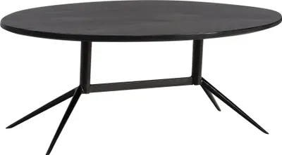 Produktbild von Couchtisch Mango Massivholz Oval 90x50x35cm Metall Schwarz Modern