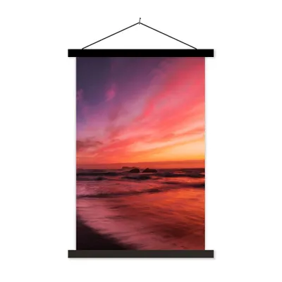 Produktbild von MuchoWow® Textilposter Strand - Meer - Natur - Abend 60x90 cm mit schwarzem Rahmen - Poster Wohnzimmer