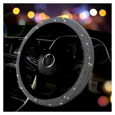 Produktbild von Lenkradbezug Glitzer,38 cm Kristall Lenkradbezug Auto Lenkradbezug Leder mit Bling Bling Strass rutschfest Lenkrad Abdeckung Universal rutschfest Lenkrad Anti-Rutsch für Frauen Mädchen