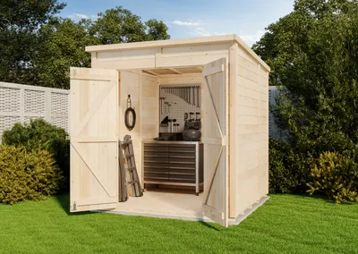 Produktbild von Storehaus Gerätehaus Sepp M mit Pultdach, Lagerschuppen aus Fichtenholz, ca. 3,46 m² Grundfläche, B 186 x T 186 cm